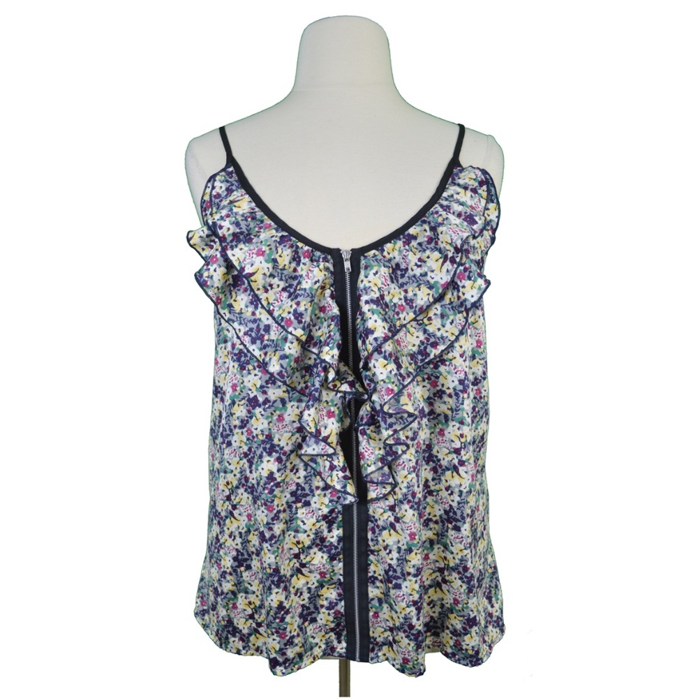 Mark Blue/Yellow Floral Print Ruffle Top Size XXL